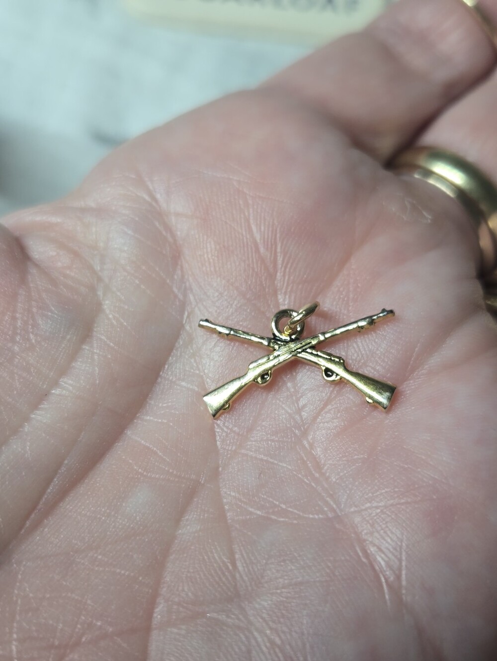 Gold Filled Crossed Rifles Pendant Charm - Women's Accessory